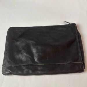 Levenger Bomber Jacket Brown Pebbled Leather Briefolio Document Organizer